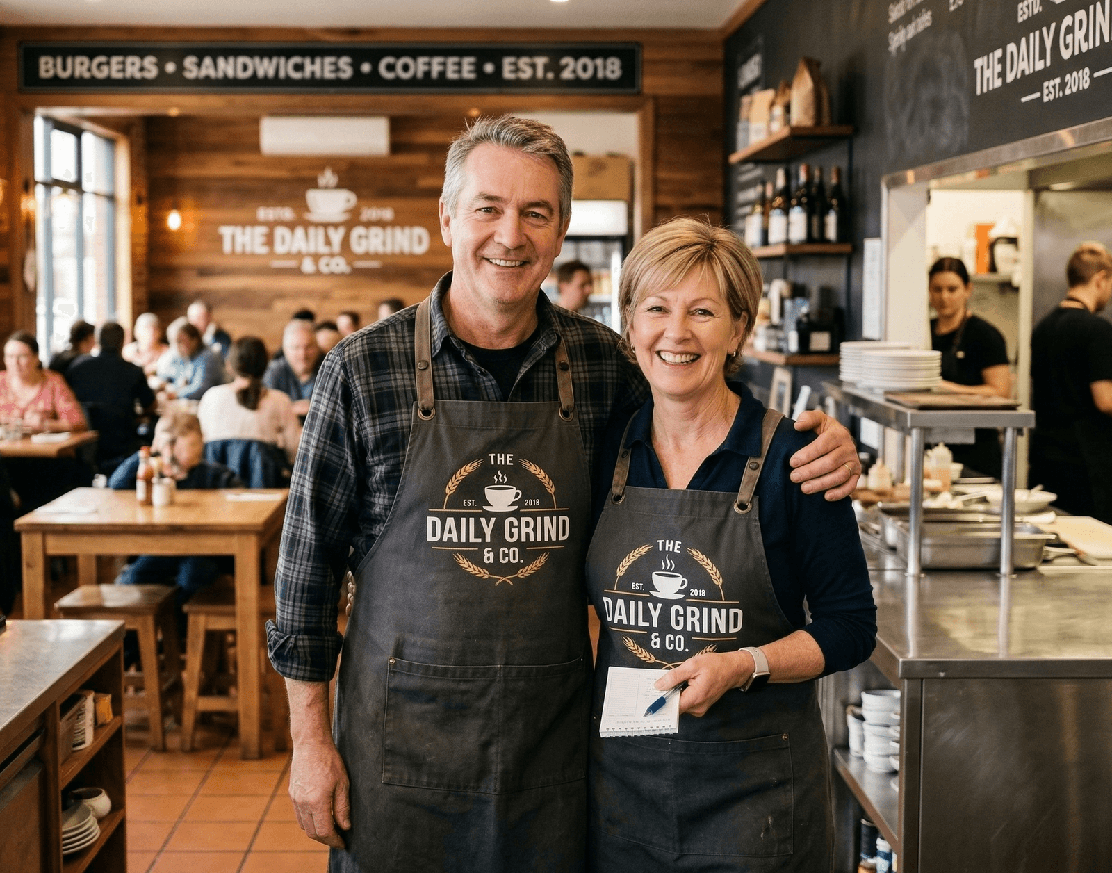 Franchise owners reviewing their launch plans together