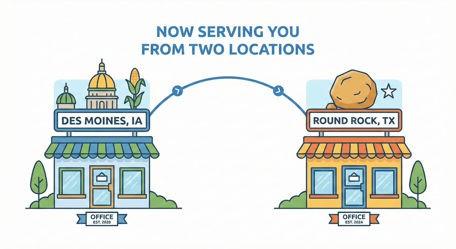 Downtown skyline representing service areas in Iowa and Texas