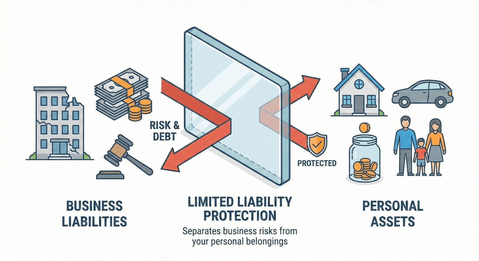 Business owner reviewing documents to understand liability protections
