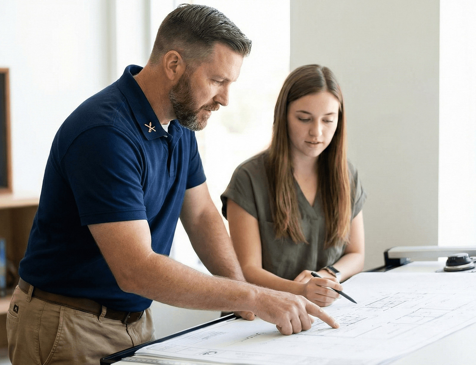 Veteran business owner discussing launch plans